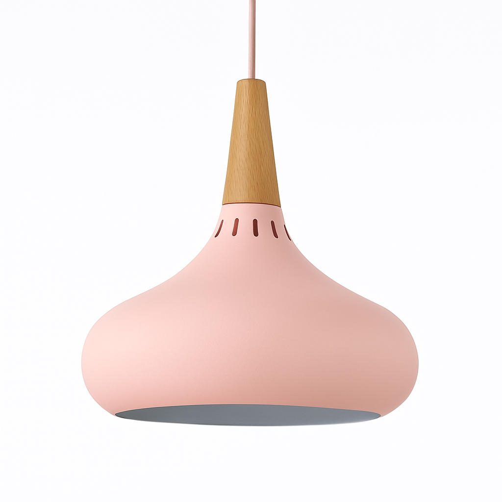 Hanglamp LED van metaal met houten stang Loft