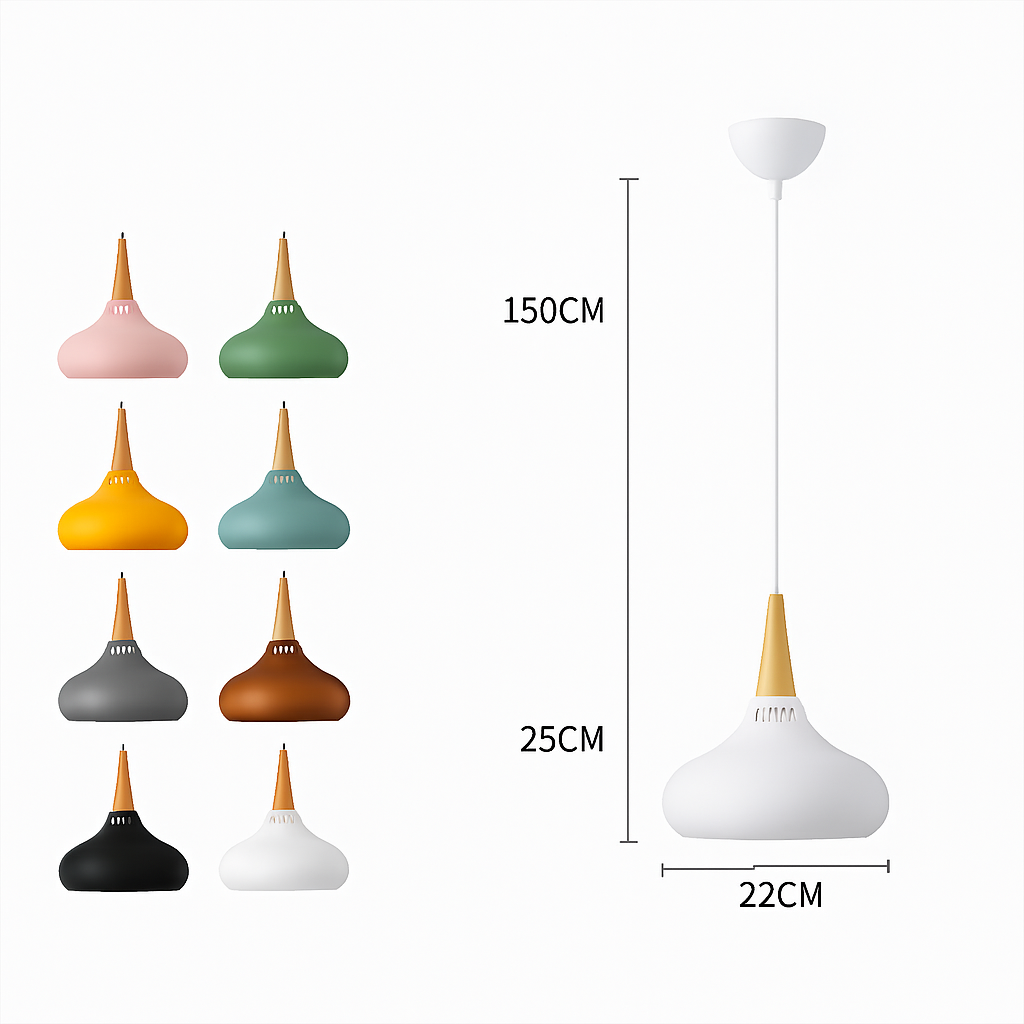 Hanglamp LED van metaal met houten stang Loft