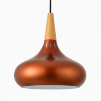 Hanglamp LED van metaal met houten stang Loft