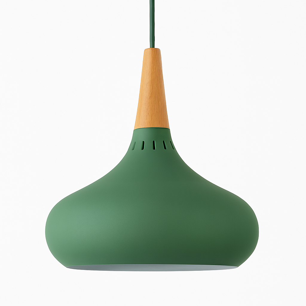 Hanglamp LED van metaal met houten stang Loft