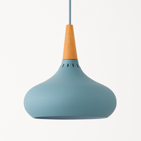 Hanglamp LED van metaal met houten stang Loft