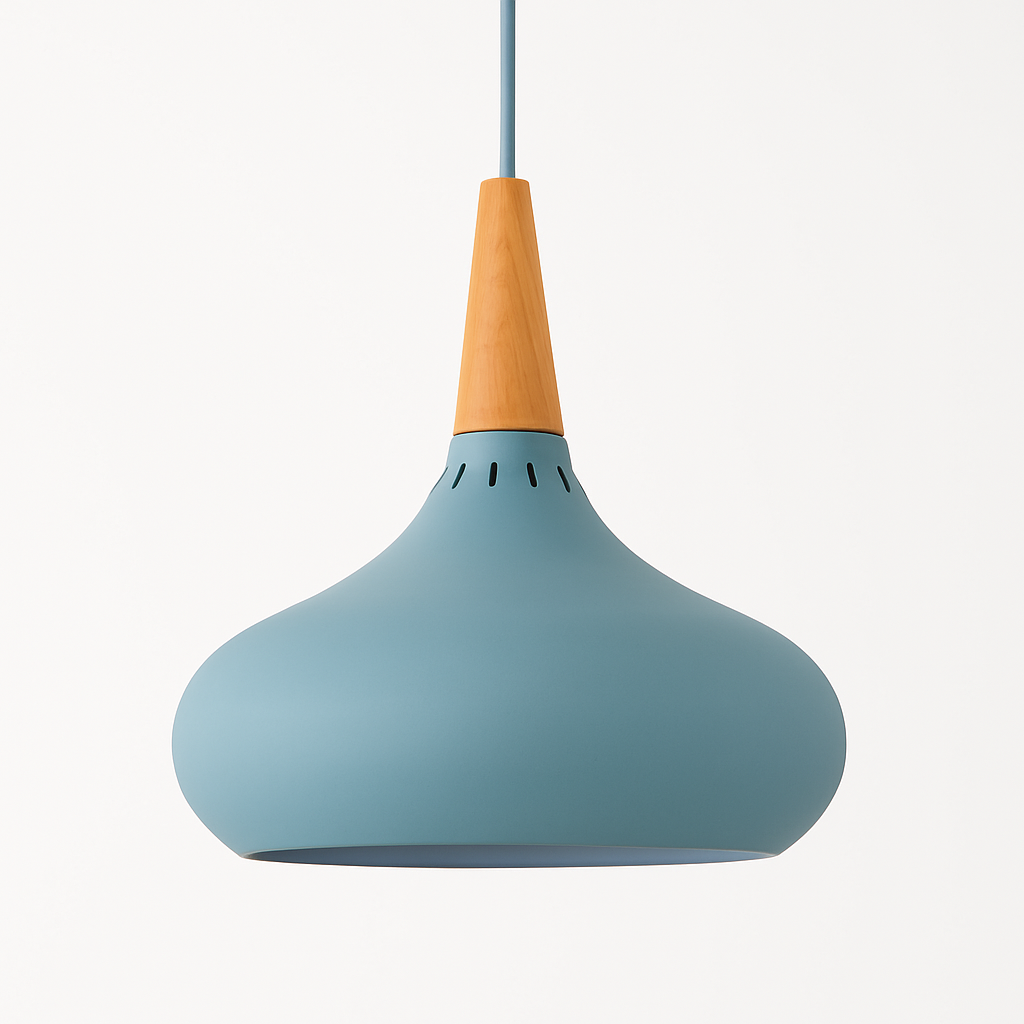 Hanglamp LED van metaal met houten stang Loft