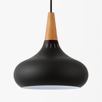 Hanglamp LED van metaal met houten stang Loft