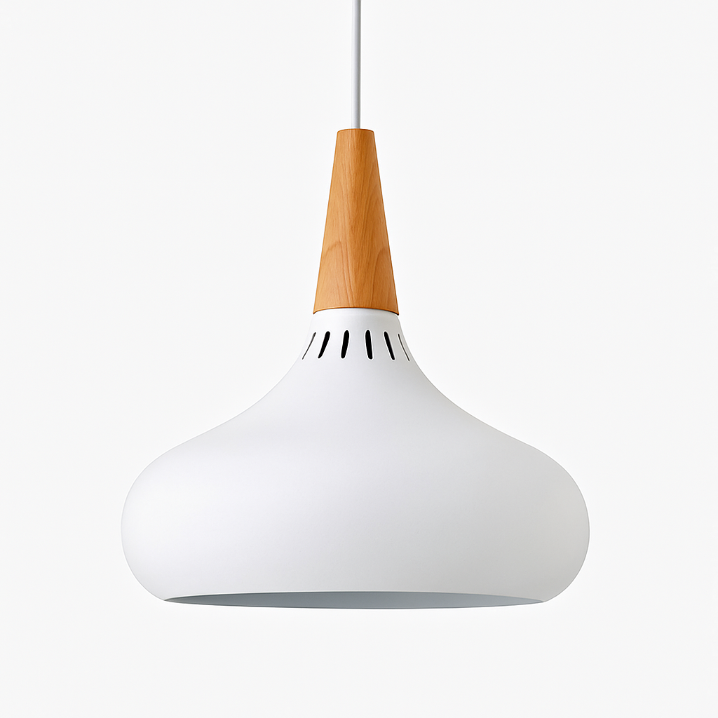 Hanglamp LED van metaal met houten stang Loft