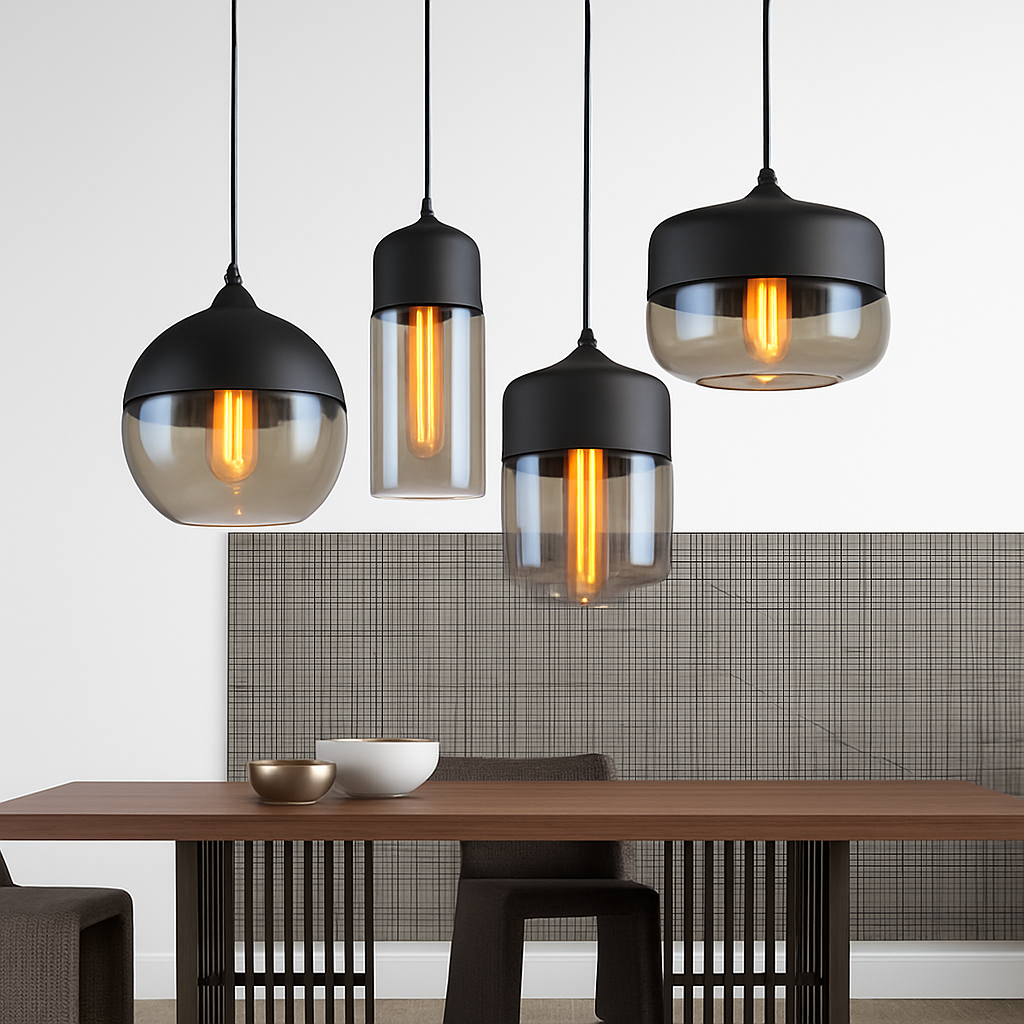Moderne hanglamp van glas en metaal Loft