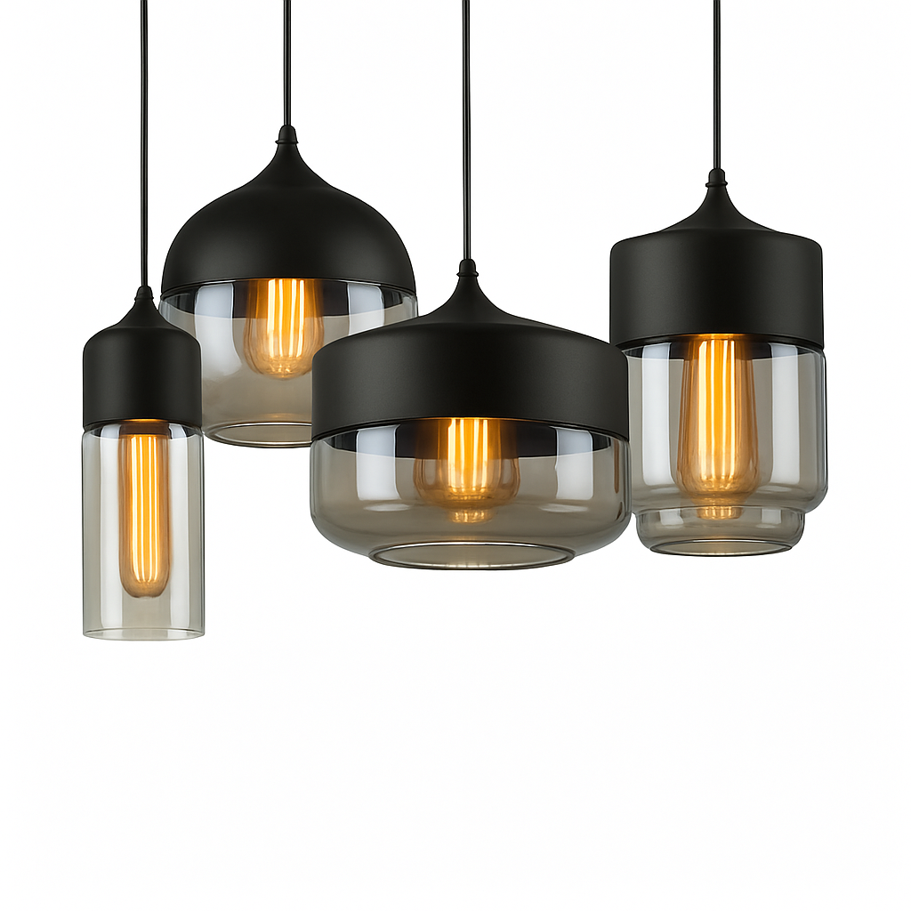 Moderne hanglamp van glas en metaal Loft