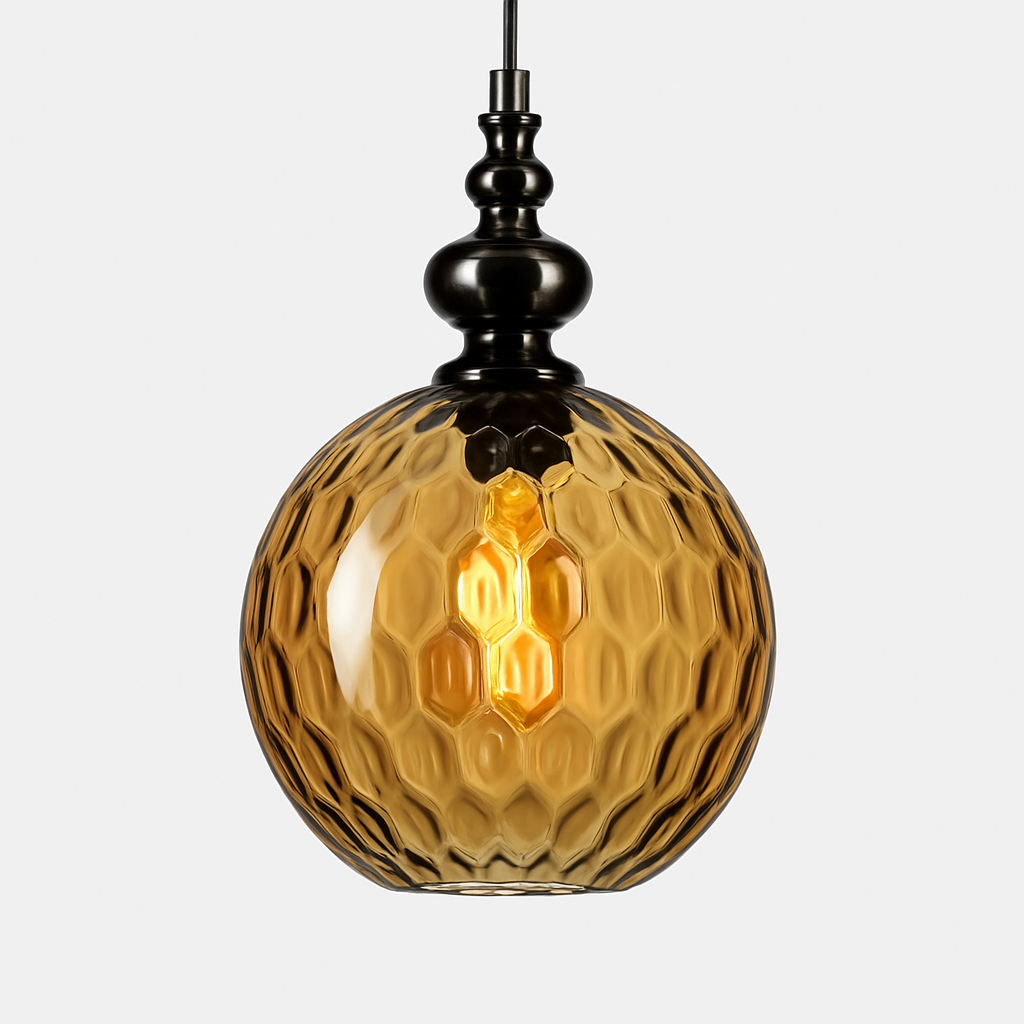 Vintage hanglampen van gekleurd glas