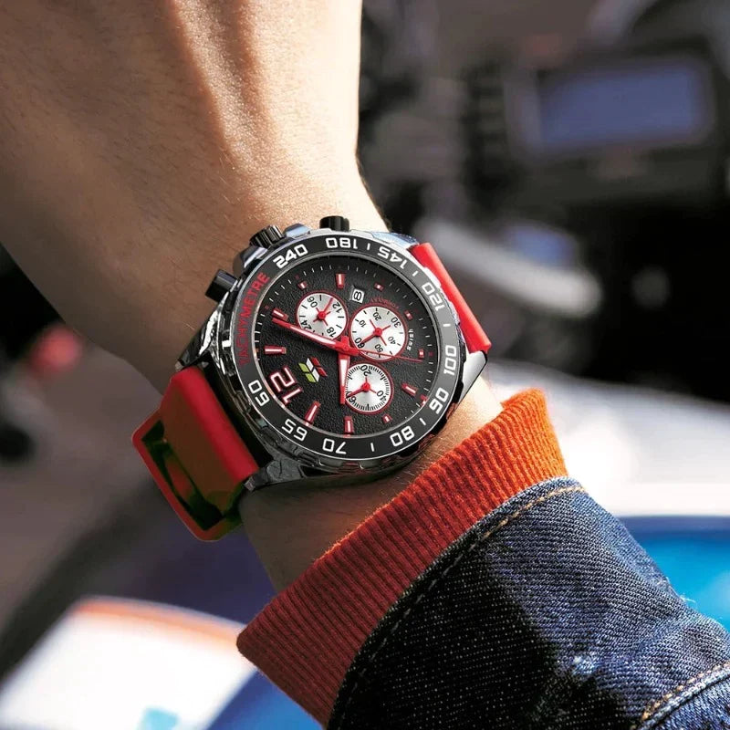 Heren Chronograaf Horloge – Sportief Design met Quartz Uurwerk & Comfortabel Silicium Armband