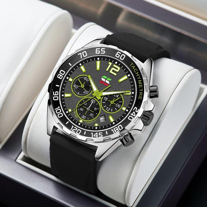 Heren Chronograaf Horloge – Sportief Design met Quartz Uurwerk & Comfortabel Silicium Armband