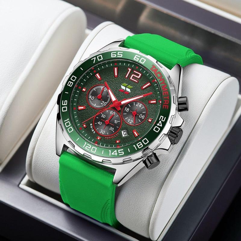 Heren Chronograaf Horloge – Sportief Design met Quartz Uurwerk & Comfortabel Silicium Armband