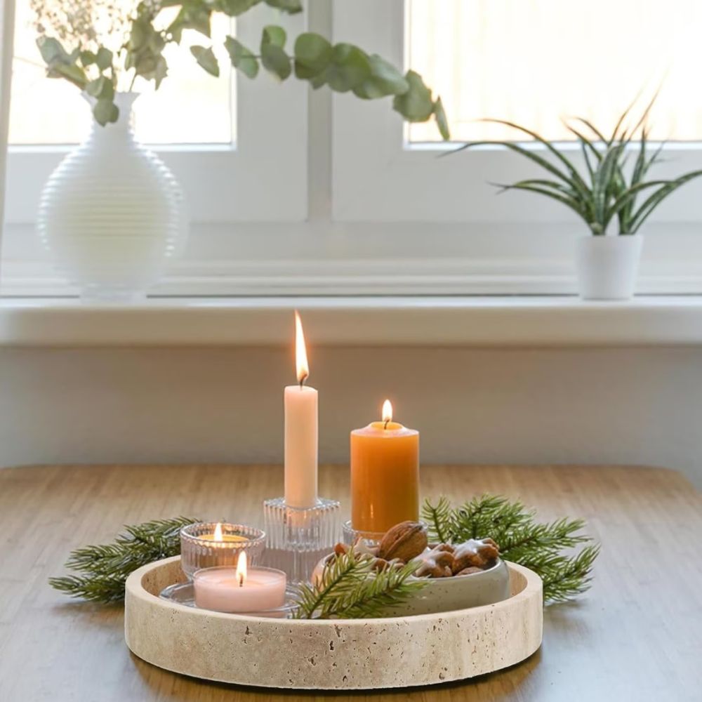 Tablett van natuursteen | Decoratietablett rond | Naturiq