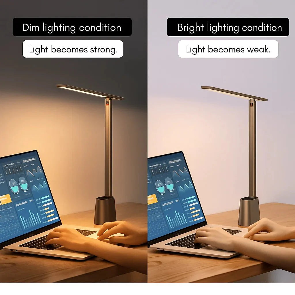 FOLDLITE – Intelligente, opvouwbare LED-bureaulamp met accu & dimfunctie