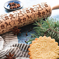 Rolstok met patroon | Deegroller met uitstekers voor Kerstmis | DeegVorm