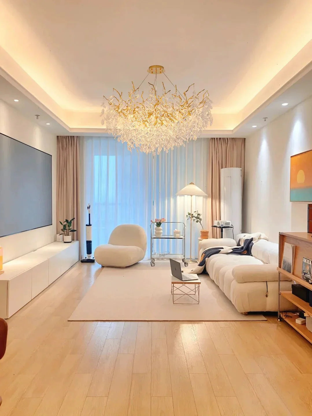 Exclusieve kroonluchter met kristallen bladeren – takken effect, moderne elegantie