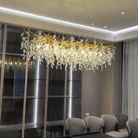 Exclusieve kroonluchter met kristallen bladeren – takken effect, moderne elegantie