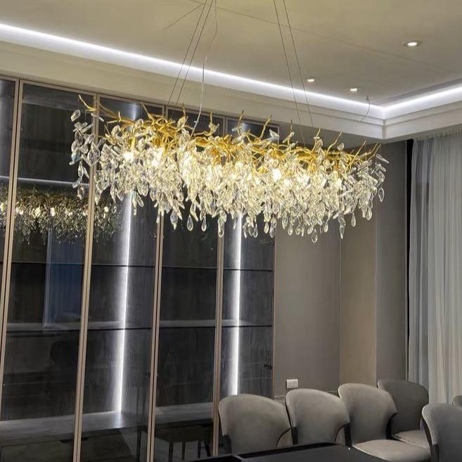 Exclusieve kroonluchter met kristallen bladeren – takken effect, moderne elegantie
