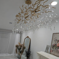 Exclusieve kroonluchter met kristallen bladeren – takken effect, moderne elegantie