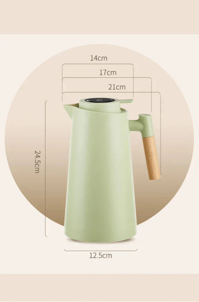 LumaTemp Thermoskan met Houten Handgreep en Temperatuurweergave