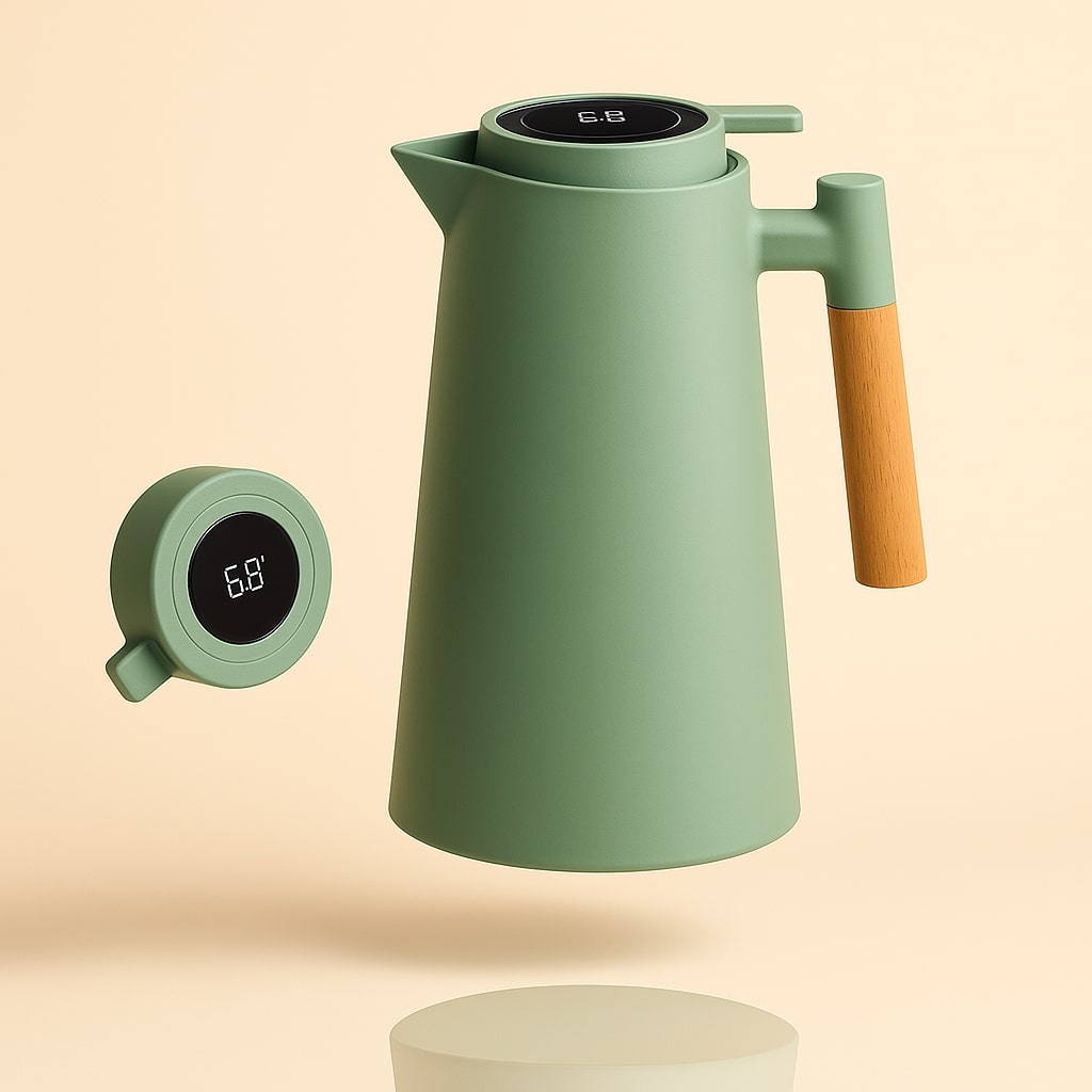Thermoskan met temperatuurweergave | Isolatiefles 1 liter voor koffie & thee | Heatina
