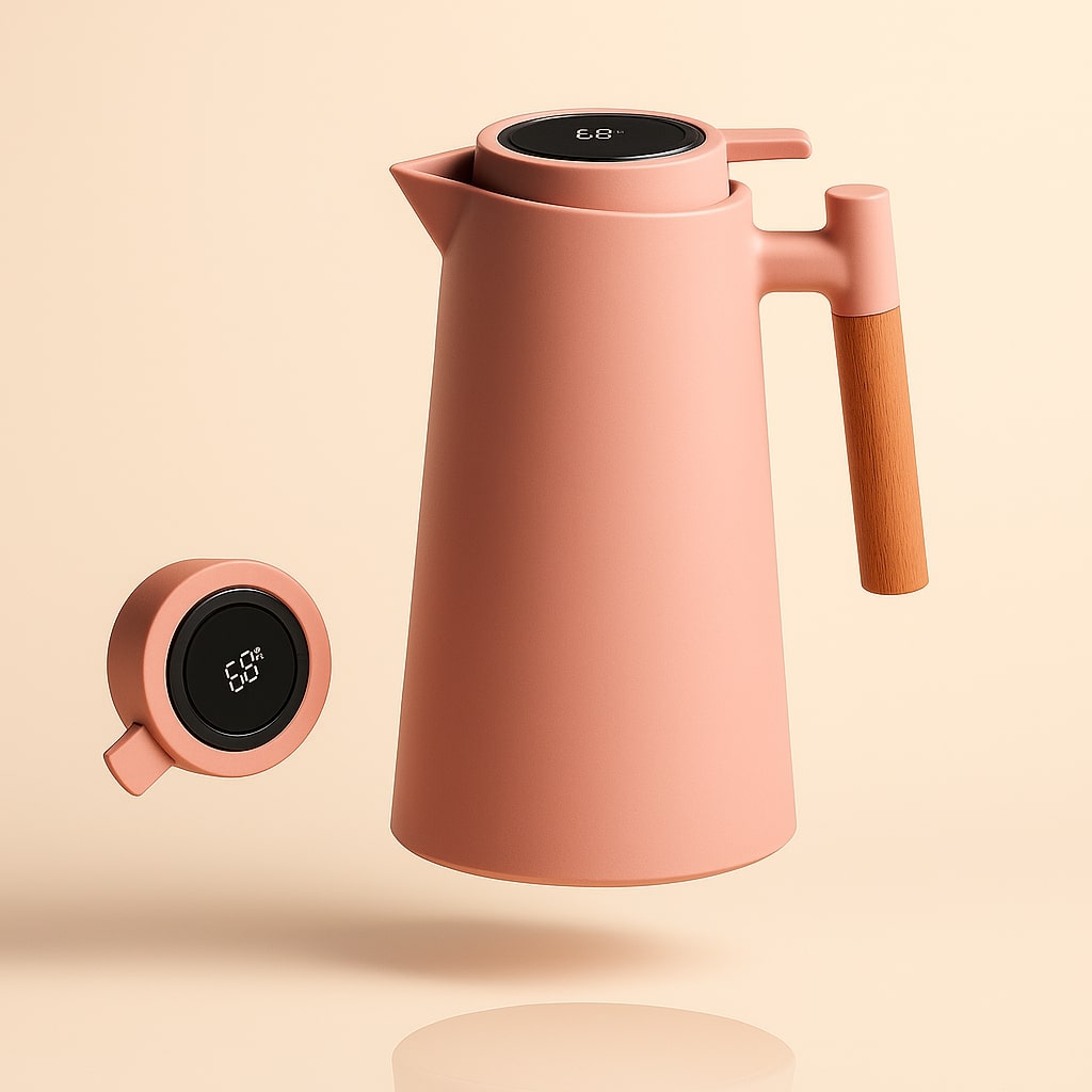 Thermoskan met temperatuurweergave | Isolatiefles 1 liter voor koffie & thee | Heatina