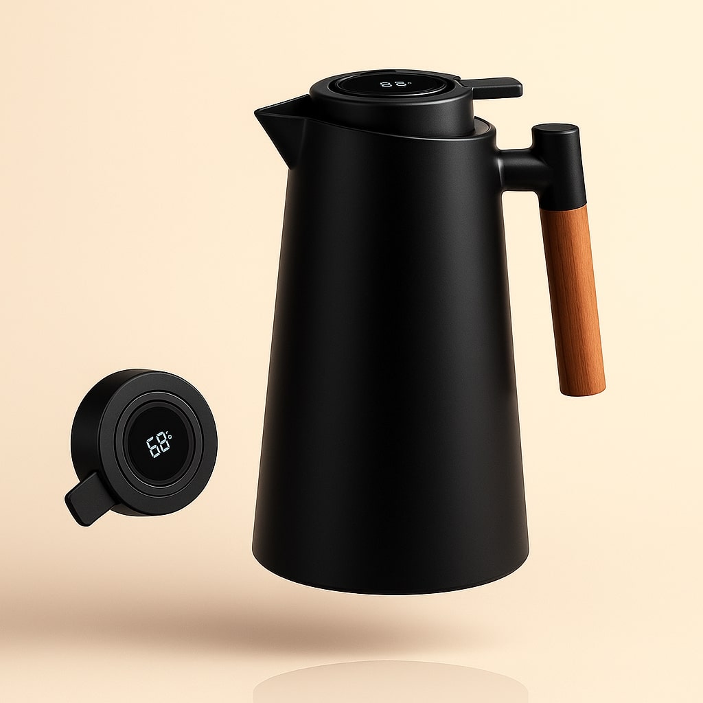 Thermoskan met temperatuurweergave | Isolatiefles 1 liter voor koffie & thee | Heatina