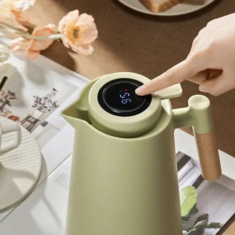 Thermoskan met temperatuurweergave | Isolatiefles 1 liter voor koffie & thee | Heatina
