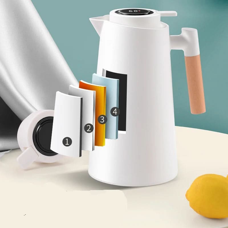 Thermoskan met temperatuurweergave | Isolatiefles 1 liter voor koffie & thee | Heatina