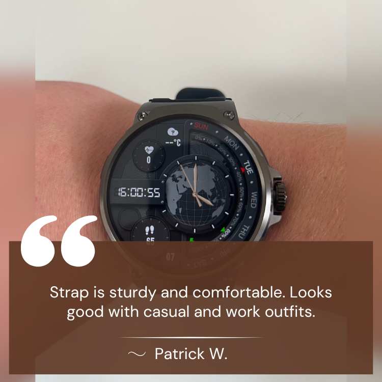 Titan Tough Smartwatch – 10 Dagen Batterijduur, Oproepmeldingen en 24/7 Gezondheidsmonitoring