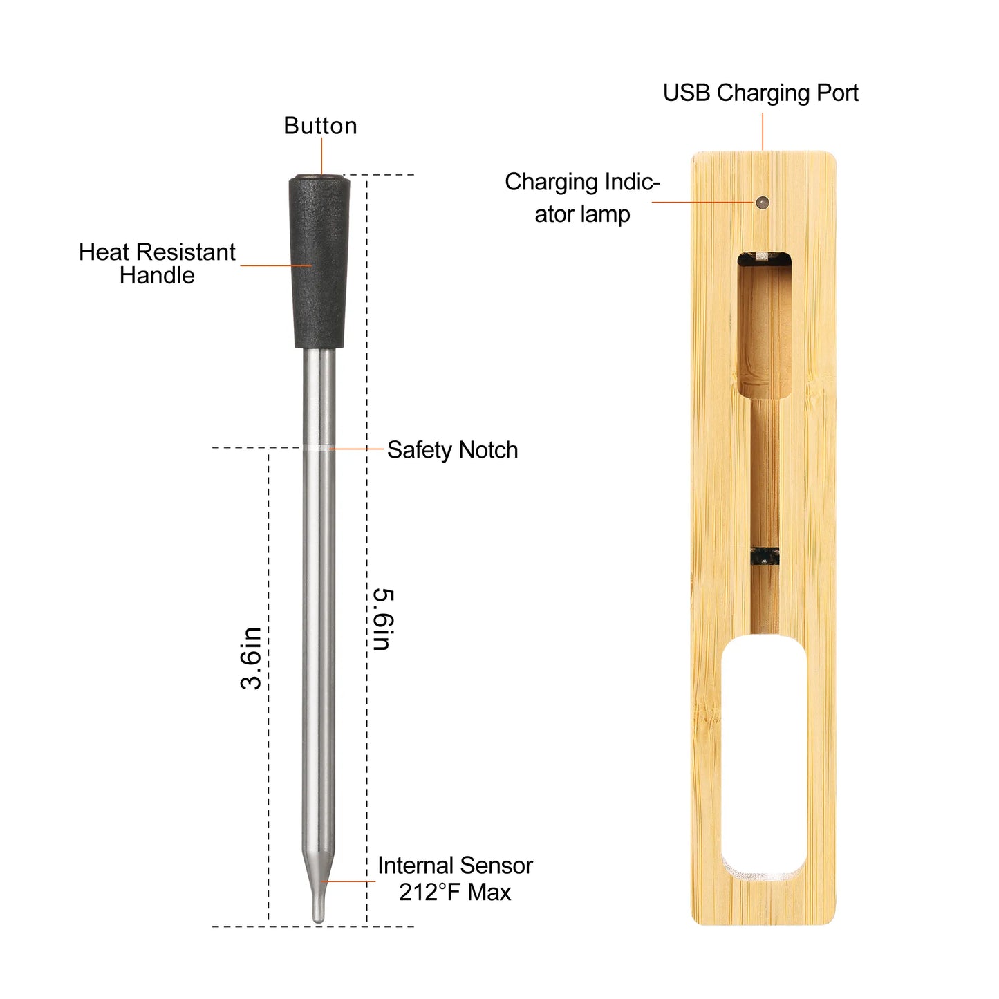 Bluetooth Vleesthermometer – Precieze Draadloze Koken