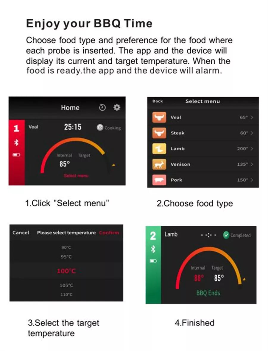 Bluetooth Vleesthermometer – Precieze Draadloze Koken