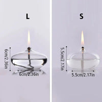 Transparante olielamp van glas als kaarsenhouder