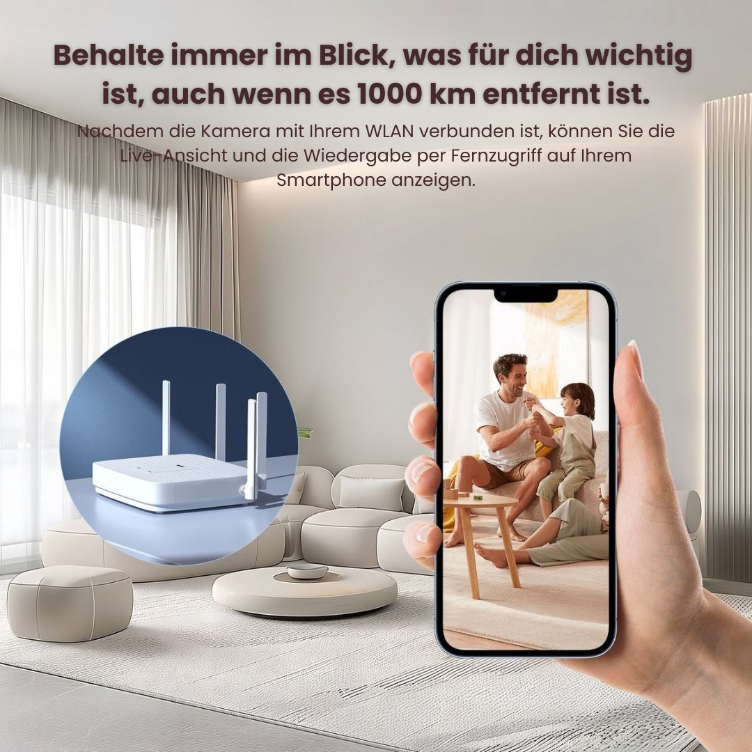 WLAN Bewakingscamera voor binnen en buiten | Draadloze Mini Camera met Live Smartphone-overdracht | VeiligZicht