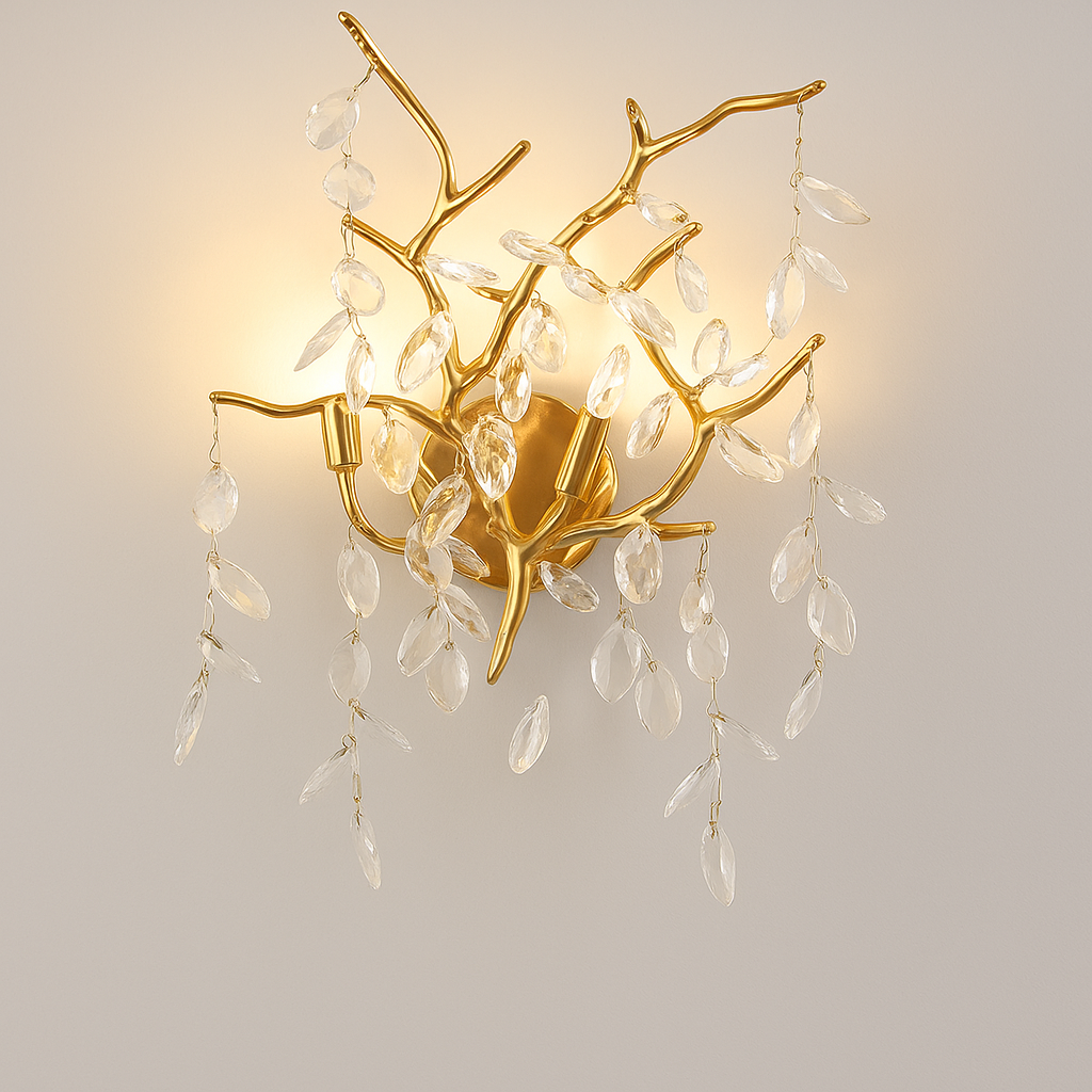 Exclusieve kroonluchter met kristallen bladeren – takken effect, moderne elegantie