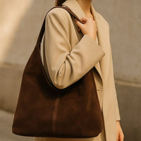 Schoudertas voor dames | Schoudertas van Suède | Vintage Tas | Lederin