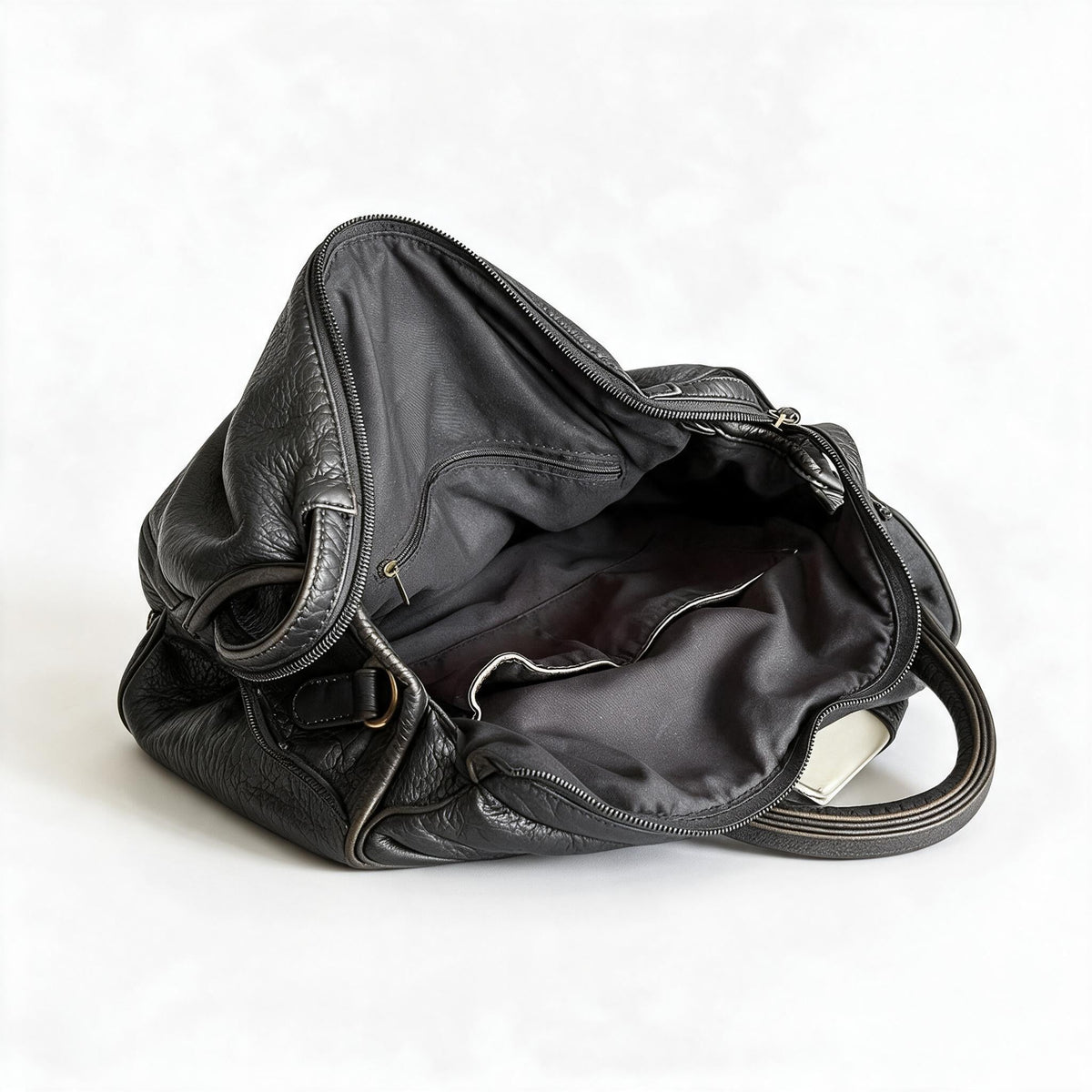 Handtas van PU-leer, Zwart – Shopper met afneembare schouderriem