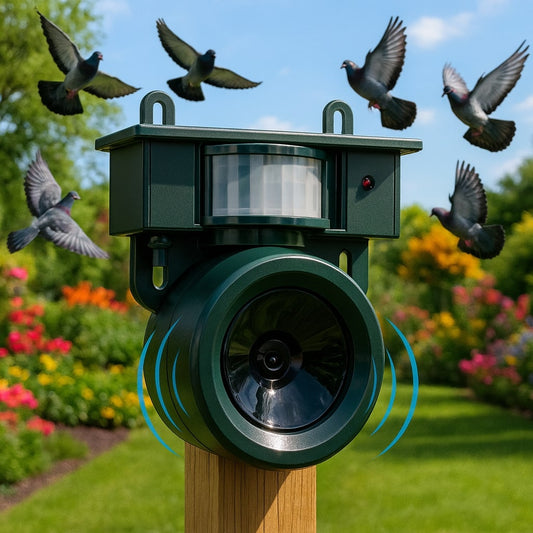 Duiven verjagen van Balkon & Tuin | Vogelafschrik apparaat | VogelBlock