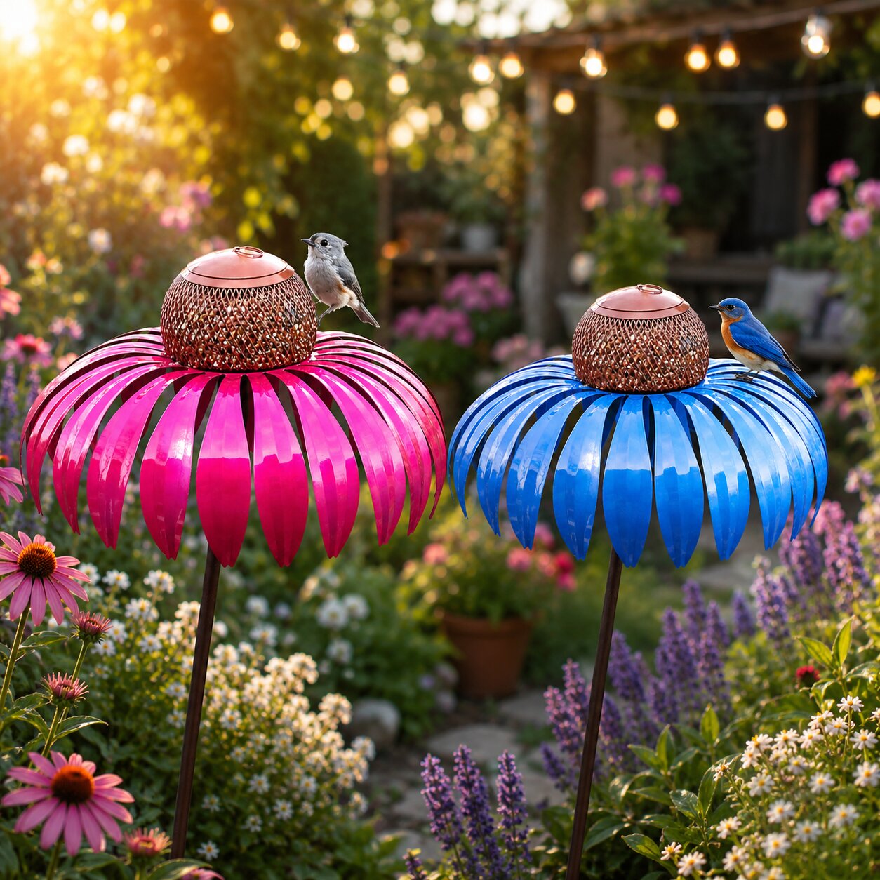 Vogelfeeder van metaal | Bloemenrust
