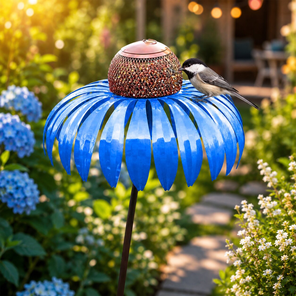 Vogelfeeder van metaal | Bloemenrust