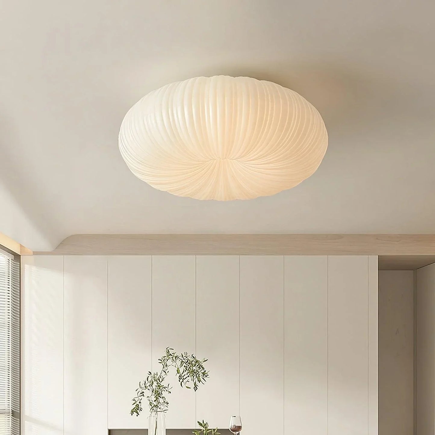 Moderne plafondlamp in koepelvorm – Geïnspireerd op een schelp, Japandi-stijl