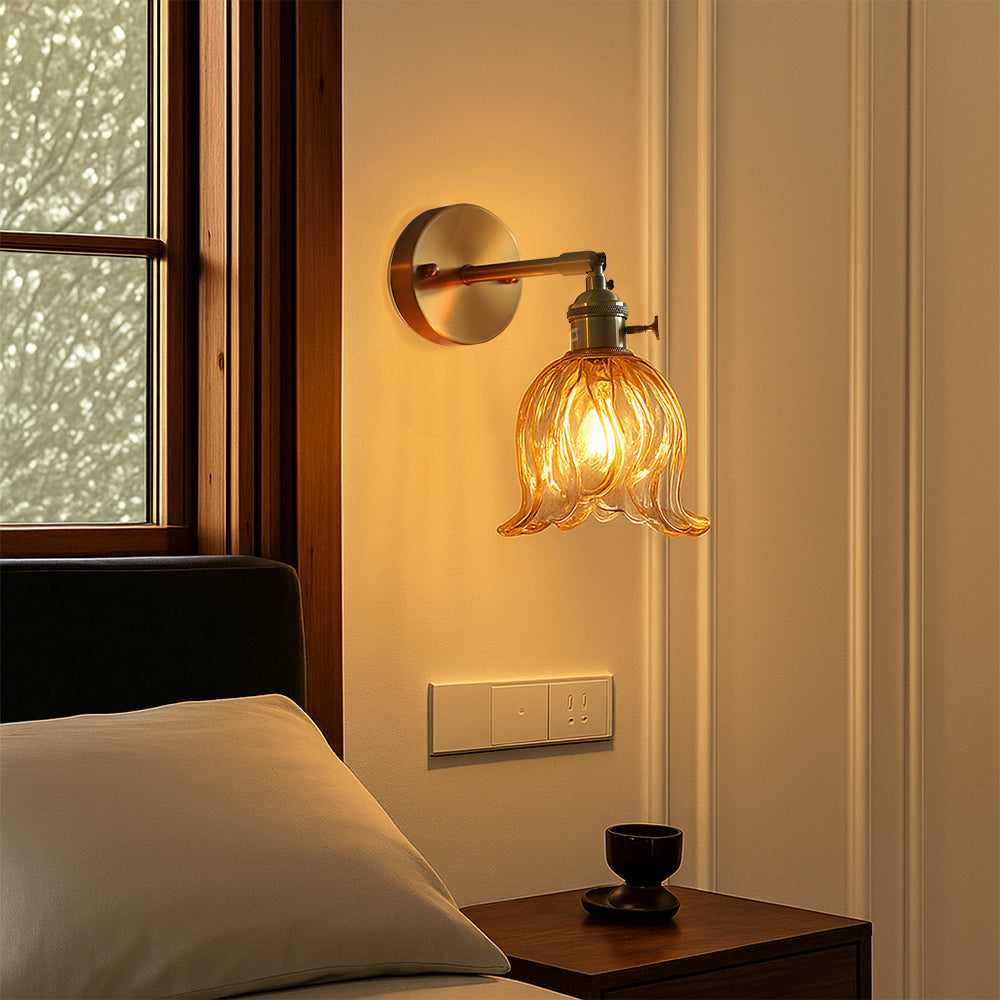 Vintage Bloem Glas Wandlamp