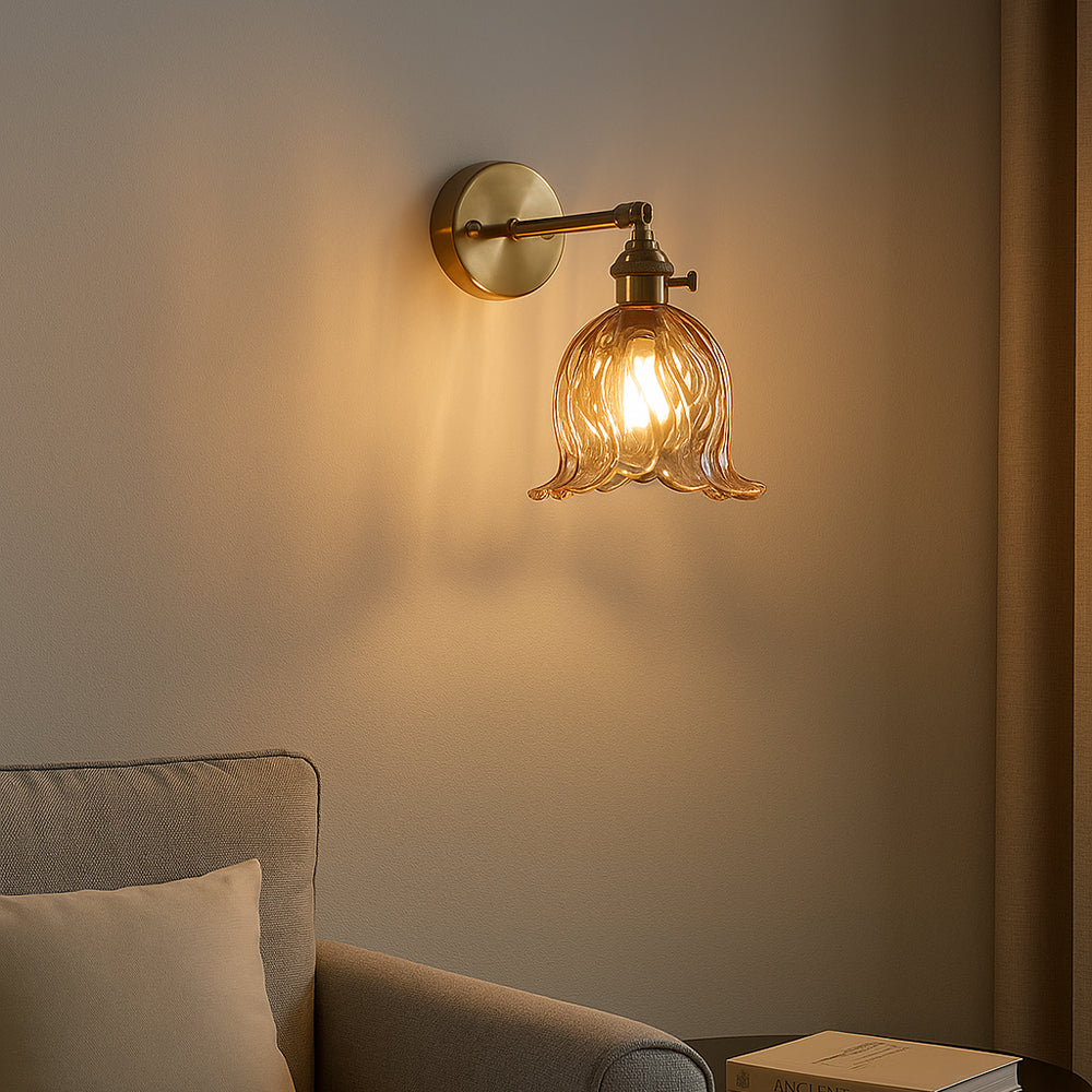 Vintage Bloem Glas Wandlamp