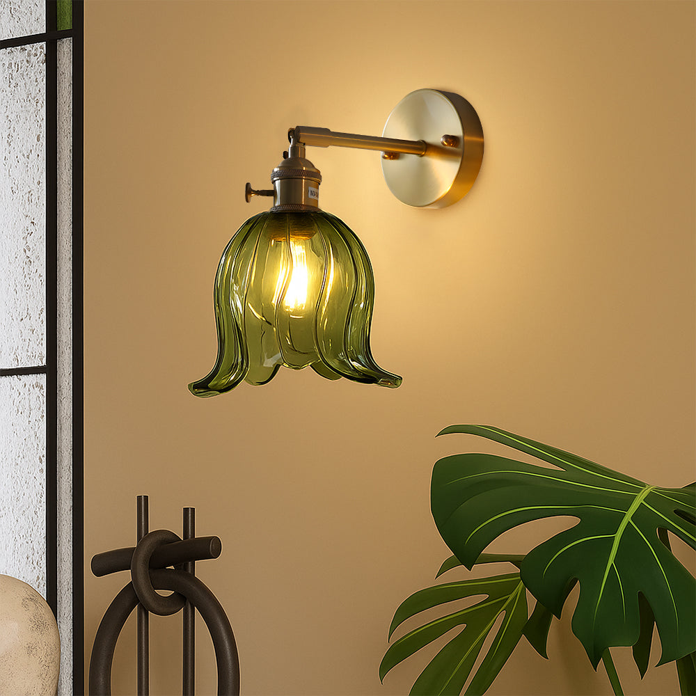 Vintage Bloem Glas Wandlamp