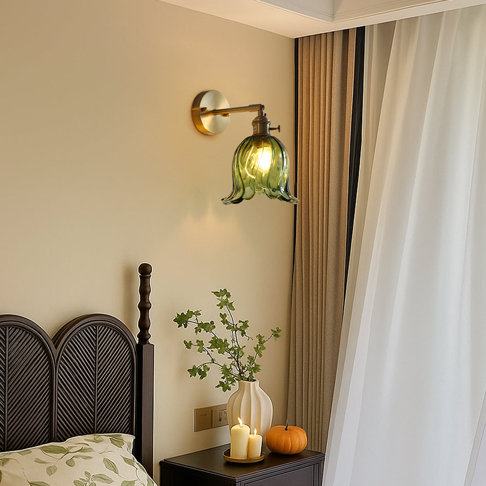 Vintage Bloem Glas Wandlamp