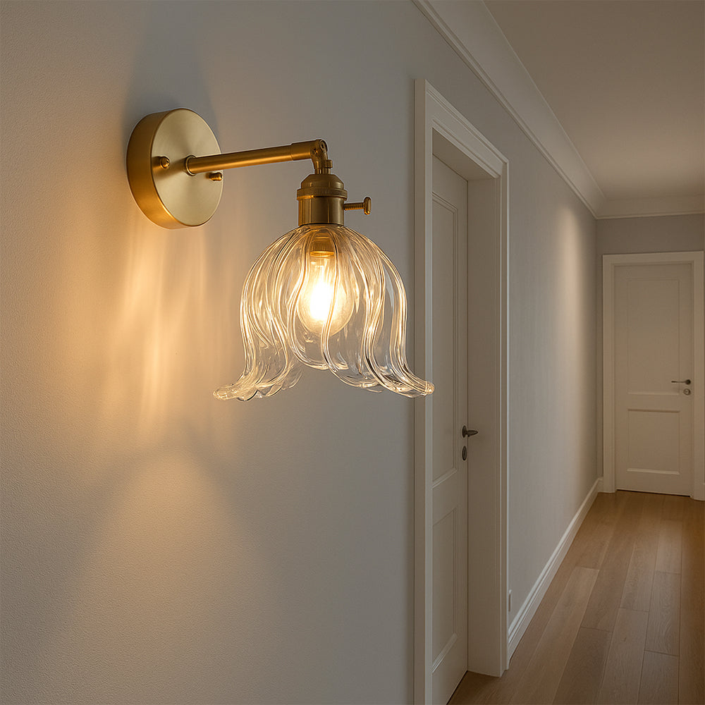 Vintage Bloem Glas Wandlamp