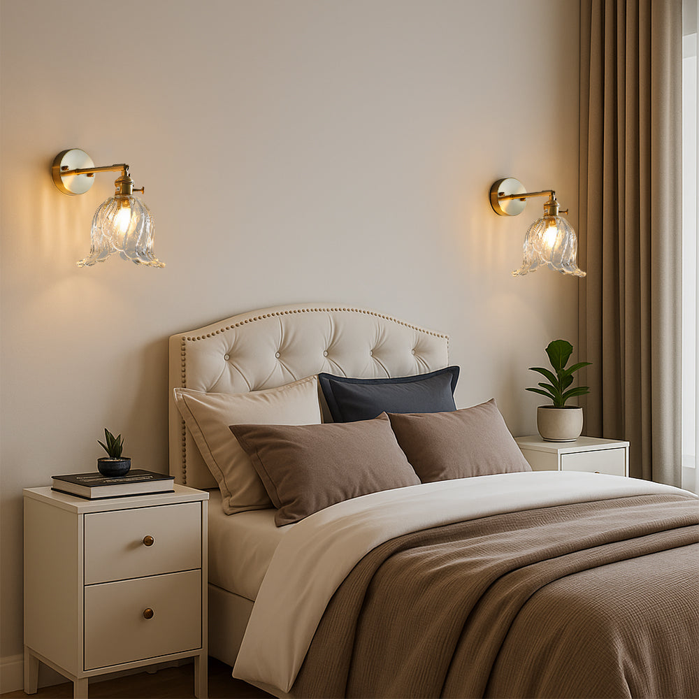 Vintage Bloem Glas Wandlamp