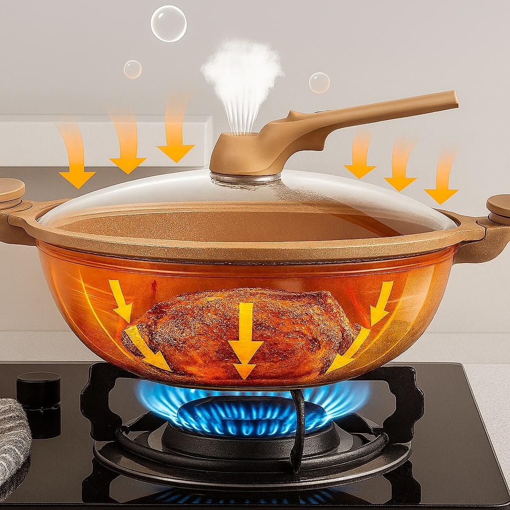 Wokpan voor inductie | Gecoate pan voor bakken, sauteren, stomen of frituren | WokMeister