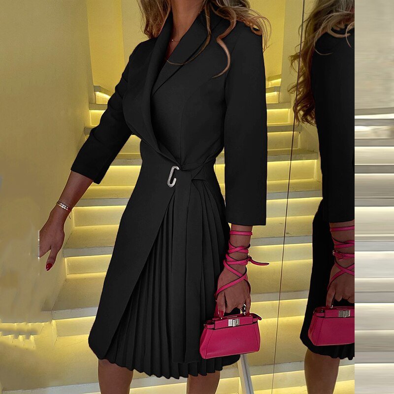 Sophie Blazer Jurk voor Vrouwen - Elegante Jurk met Houndstooth Patroon