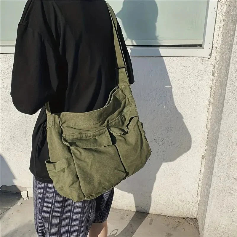Schoudertas van canvas voor vrouwen – Vintage en ruim
