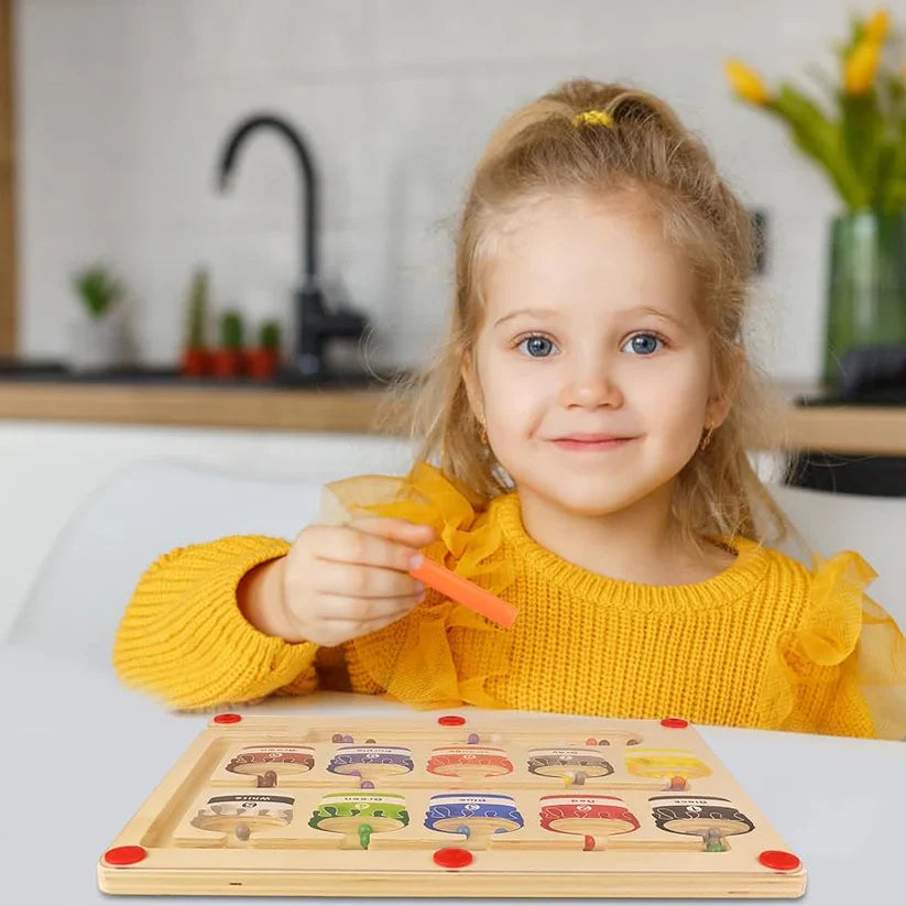 SkillCraft Montessori Magnetlabyrinth | Magnetic maze for learning colors, numbers and motor skills