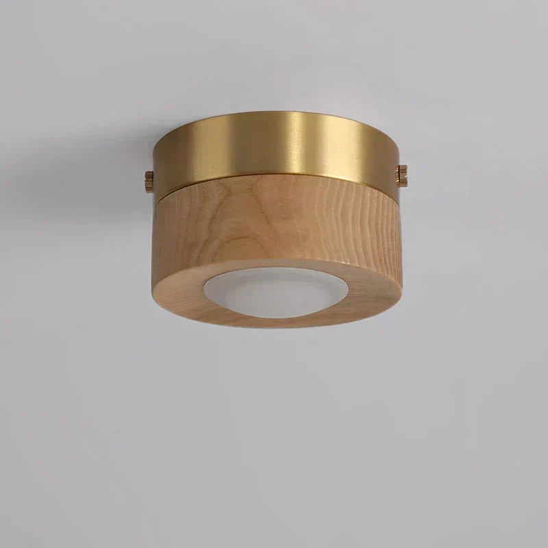 Houten LED Plafondlamp met Walnootafwerking en Minimalistisch Rond Ontwerp